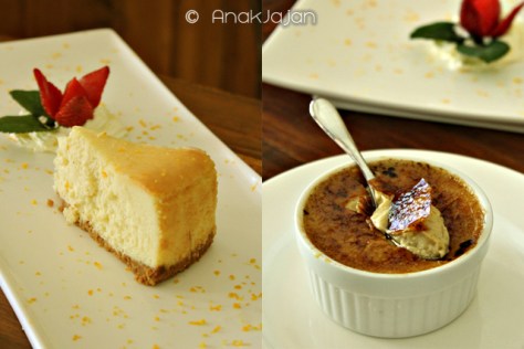 Cheesecake IDR 43k, Espresso Creme Brulee IDR 39k