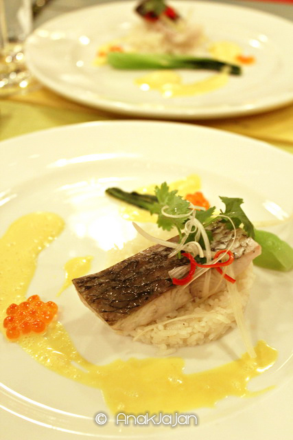 Steamed Fega Barramundi, Ginger Scented Rice & Lime-Cocunut Sauce