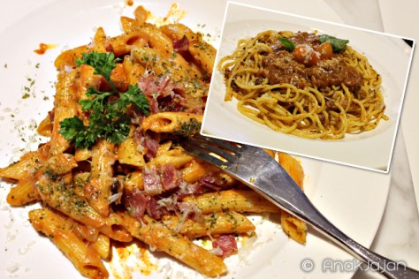 Penne Vodka IDR 49k, Spaghetti Bolognese IDR 47k