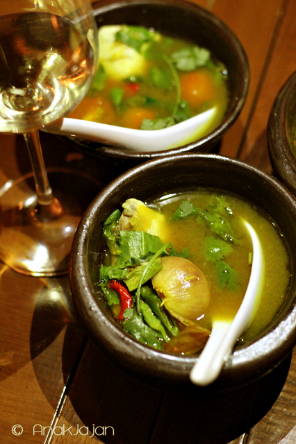 Southern Hot & Sour Soup Fish with Thamrind Leaves, Tumeric, Chillies, Lime Leaves and Coriander