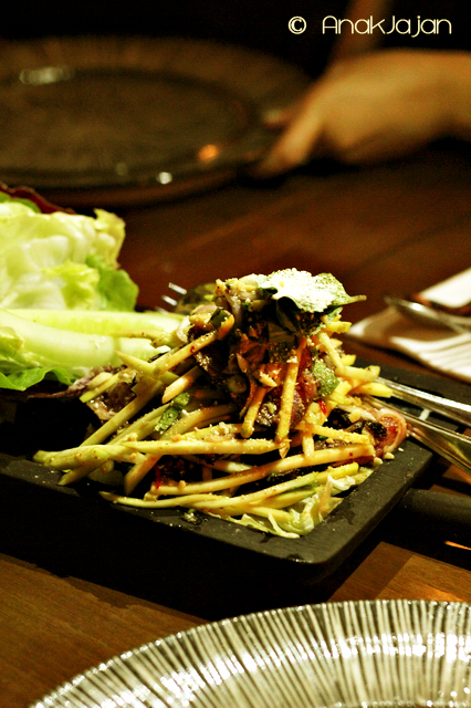 Grilled Beef Salad with Green Mango, Shallots, Peanut, Mint and Nahm Jim Jiaw
