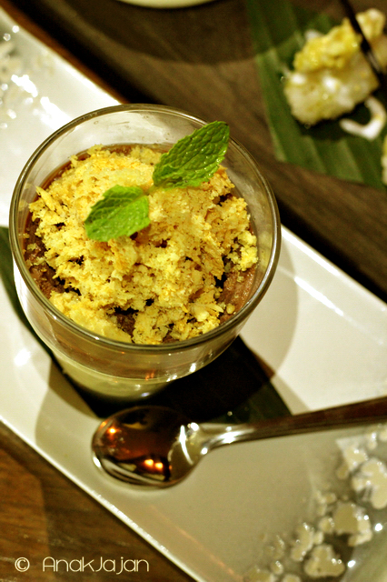 Cocoa Ganache with Peanut Butter Palm Sugar Ice Cream and Honeycomb Crumble