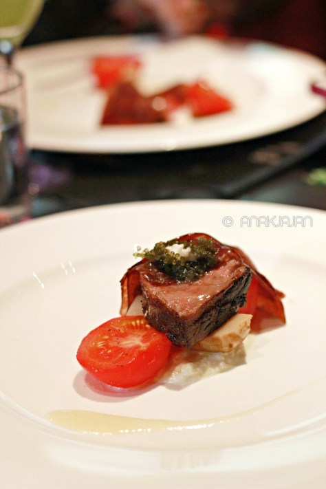 Kagoshima Wagyu, Burrata, Fruit Tomato, Artichoke & Sea Grapes