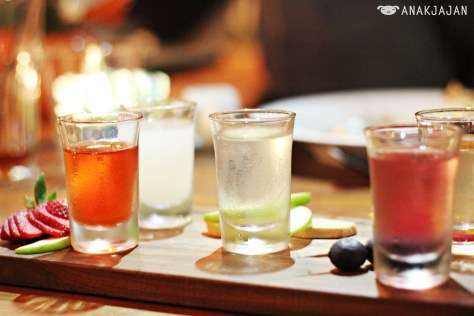 Infused Vodka IDR 320k/platter of 5 shots or IDR 80k/serving