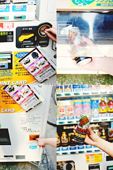 Insert money, select drink, collect drink and change