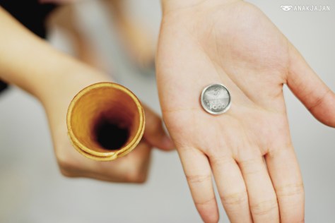 1. Order Ice Cream at Bistro cashier, bring the ice cream cone and token to the ice cream machine