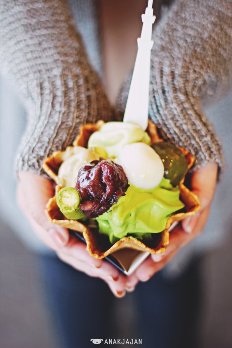 Tricolor Green Tea Soft Ice Cream JPY 670