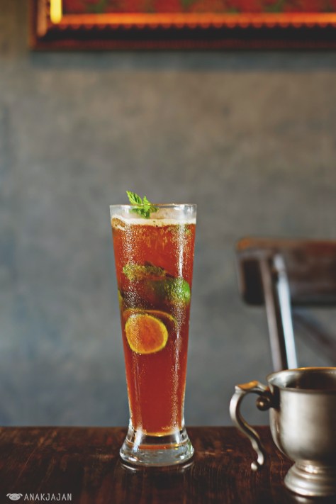 Black Mojito (on request), refreshing coffee with lime and mint drink