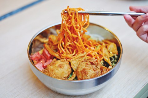 Bibimyun with Beef Ham IDR 38.1k (with spicy ramyun)