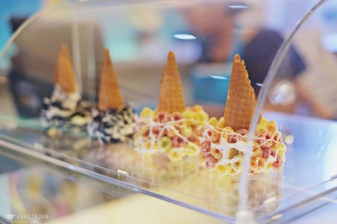 Froot Loops Cone with Gelato, Oreo Cone with Gelato