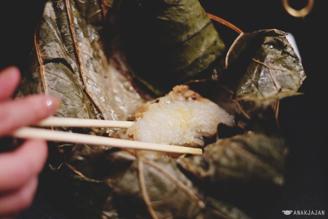 Sticky Rice in Lotus Leaf with Chicken, Salted Egg and Dried Shrimp IDR 25k