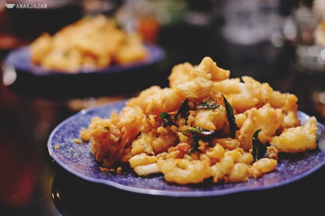 Squid, Salted Egg Yolk and Crispy Curry Leaves