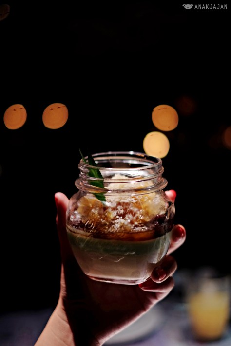 Vanilla pandan Panacotta with salted gula malaka and coconut chantily IDR 40k