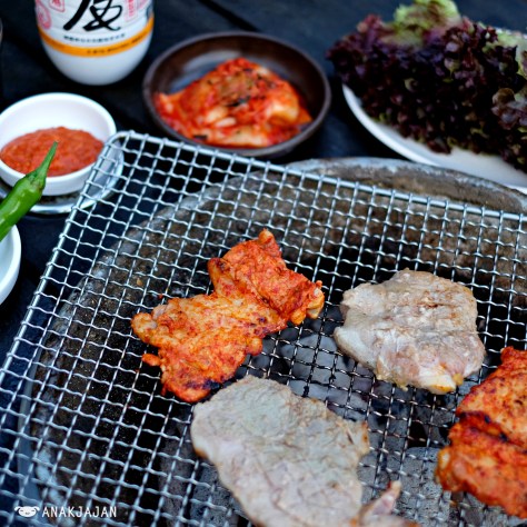 Spicy Marinated Chicken KRW 12.000, Pork Barbecue KRW 12.000