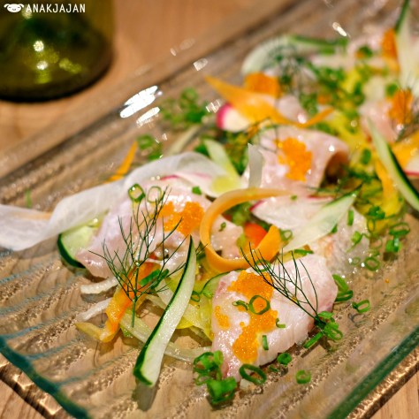 Yellow Tail Carpaccio with Yuzu Pepper Dressing IDR 95k