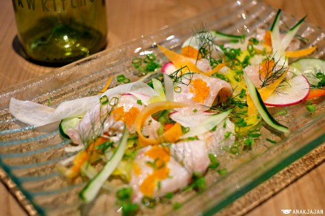 Yellow Tail Carpaccio with Yuzu Pepper Dressing IDR 95k