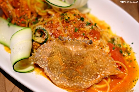 Tomato Sauce Spaghettini with Blue Crab and Zucchini IDR 168k