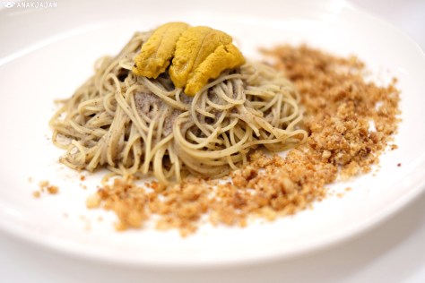 Sea Urchin - Pork Crackling - Truffled Angel Hair IDR 195k