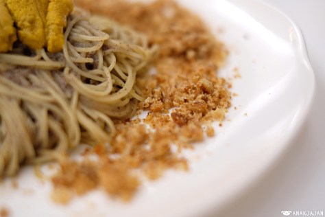 Sea Urchin - Pork Crackling - Truffled Angel Hair IDR 195k