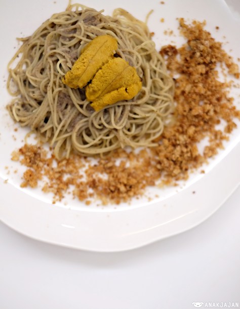 Sea Urchin - Pork Crackling - Truffled Angel Hair IDR 195k