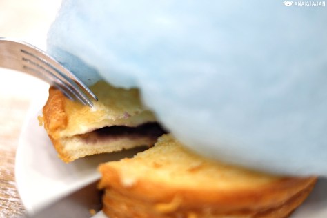Toast Sweet Taro IDR 15k + Cotton Candy IDR 4k + Soft Ice Cream IDR 16.5k
